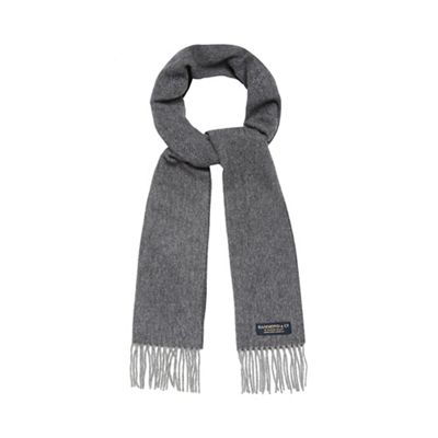 Grey pure wool herringbone scarf